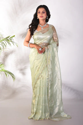 Fancy Pesta Green Jimmy Choo Saree - Keya Seth Exclusive