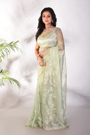 Fancy Pesta Green Jimmy Choo Saree - Keya Seth Exclusive