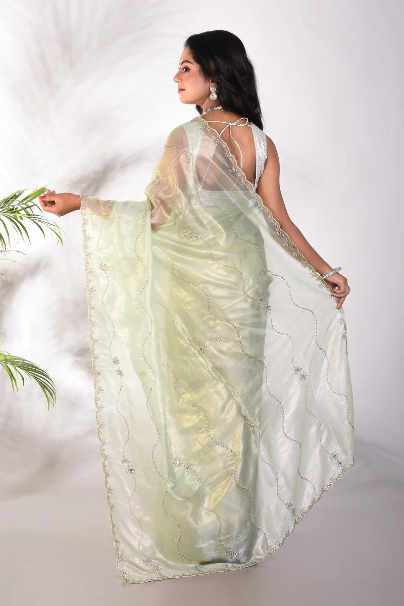 Fancy Pesta Green Jimmy Choo Saree - Keya Seth Exclusive