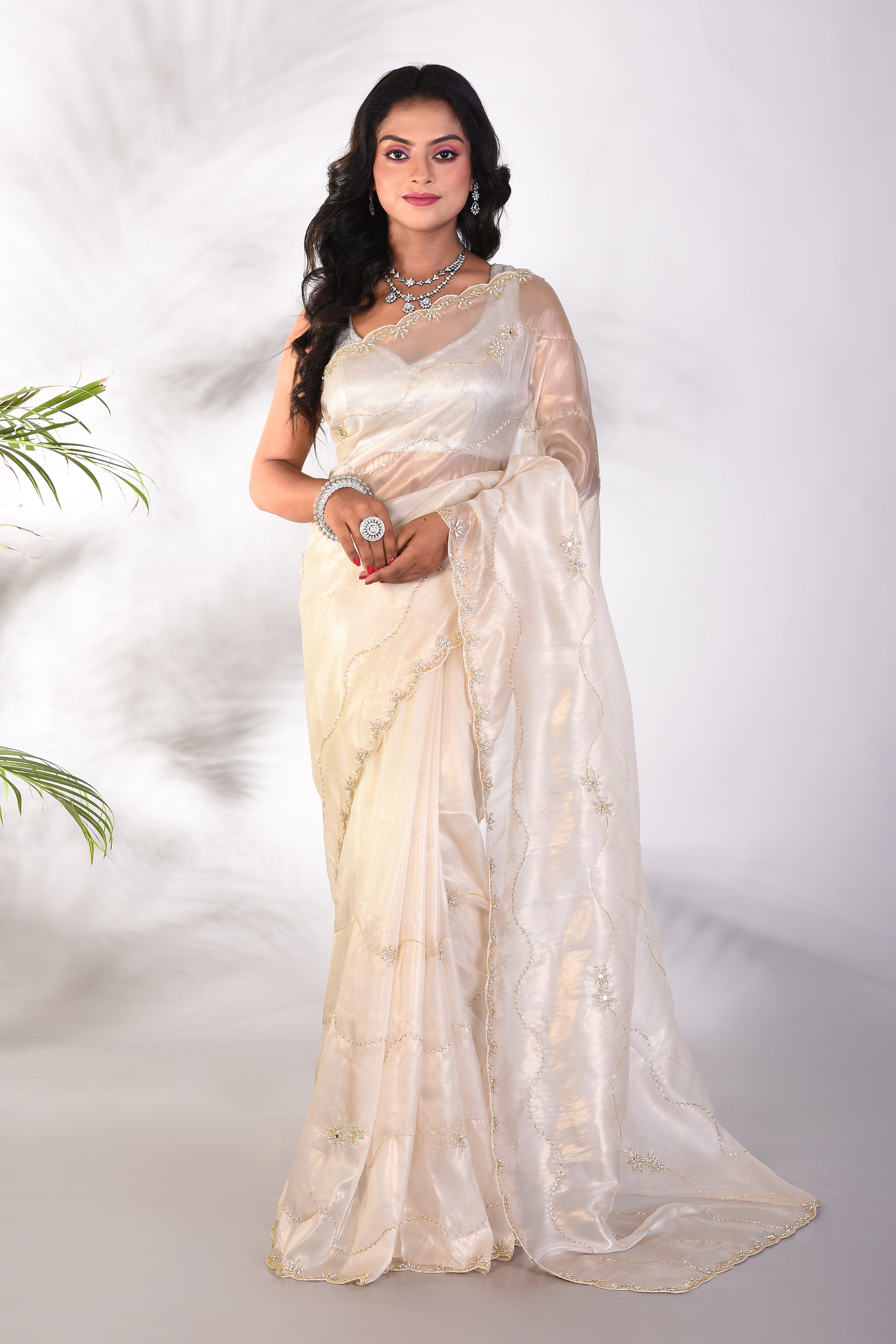 Fancy Offwhite Jimmy Choo Saree - Keya Seth Exclusive