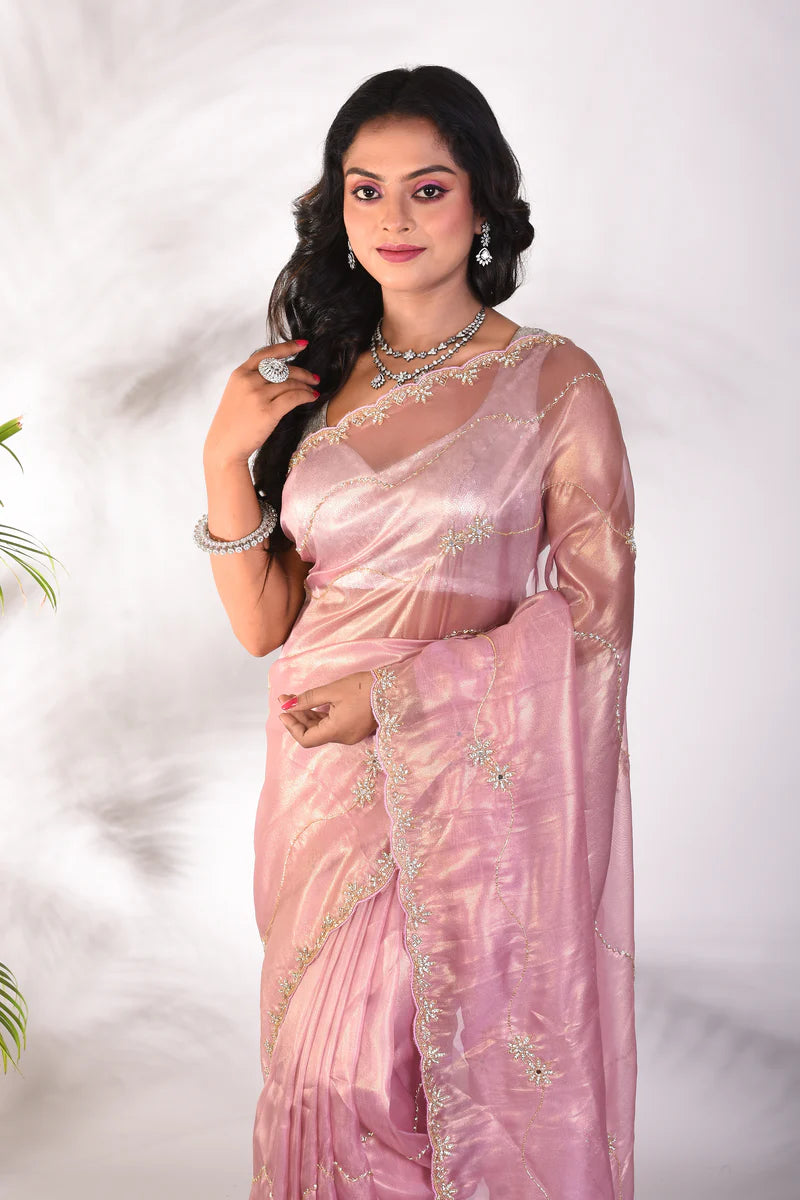 Fancy Pink Jimmy Choo Saree - Keya Seth Exclusive