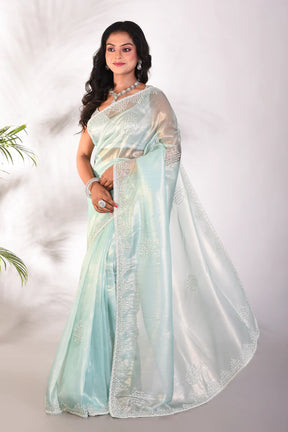 Fancy Sea Green Jimmy Choo Saree - Keya Seth Exclusive