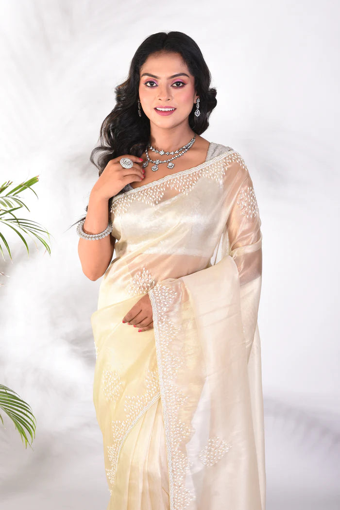 Fancy Offwhite Organza Saree - Keya Seth Exclusive