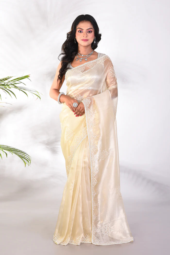 Fancy Offwhite Organza Saree - Keya Seth Exclusive
