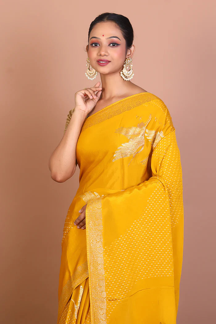 Mustard Blended Khaddi Saree - Keya Seth Exclusive