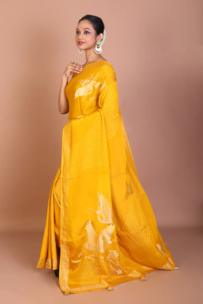 Mustard Blended Khaddi Saree - Keya Seth Exclusive