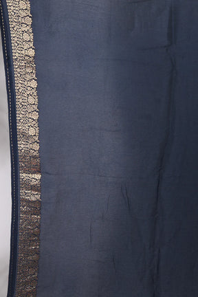 Navy Blue Khaddi Blended Saree - Keya Seth Exclusive