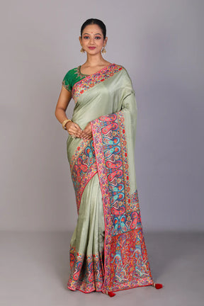 Pesta Green Blended Khaddi Saree - Keya Seth Exclusive