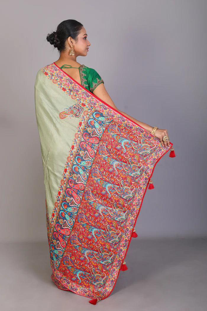 Pesta Green Blended Khaddi Saree - Keya Seth Exclusive