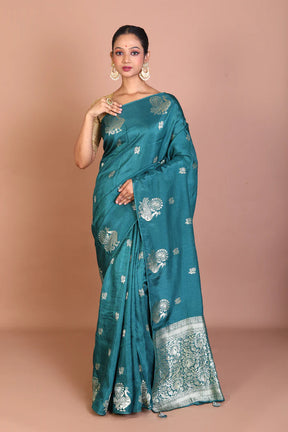 Rama Green Blended Khaddi Saree - Keya Seth Exclusive