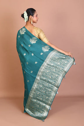 Rama Green Blended Khaddi Saree - Keya Seth Exclusive