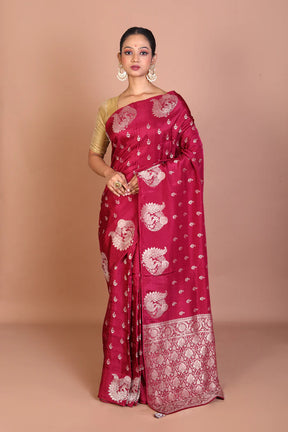 Maroon Blended Khaddi Saree - Keya Seth Exclusive