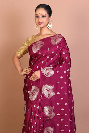 Wine Blended Khaddi Saree - Keya Seth Exclusive