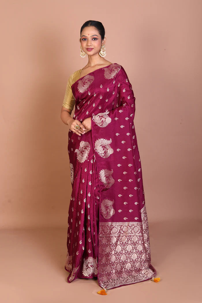 Wine Blended Khaddi Saree - Keya Seth Exclusive