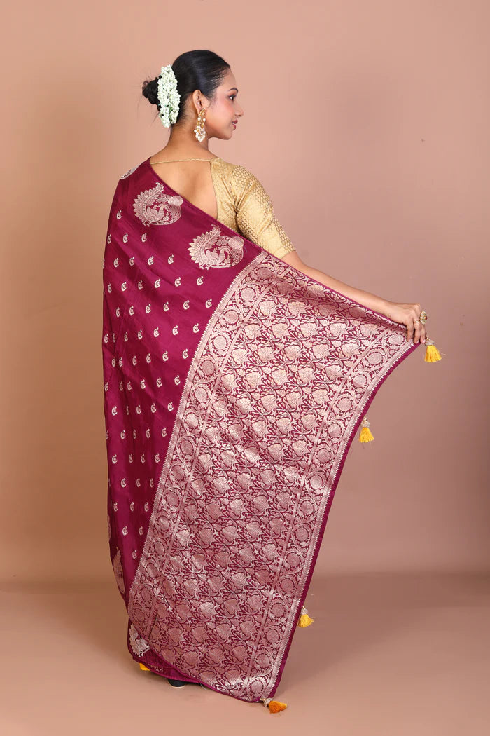 Wine Blended Khaddi Saree - Keya Seth Exclusive