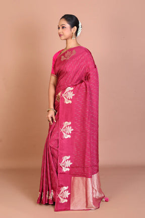 Magenta Blended Khaddi Saree - Keya Seth Exclusive