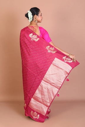 Magenta Blended Khaddi Saree - Keya Seth Exclusive