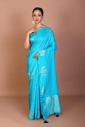Sky Blue Blended Khaddi Saree - Keya Seth Exclusive