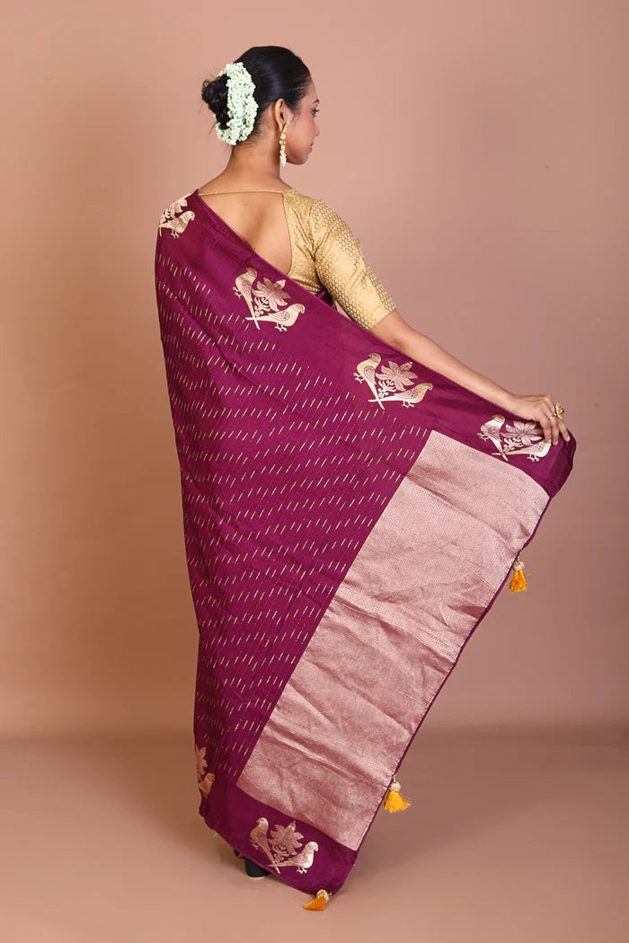 Purple Blended Khaddi Saree - Keya Seth Exclusive