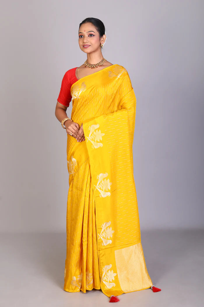 Mustard Blended Khaddi Saree - Keya Seth Exclusive