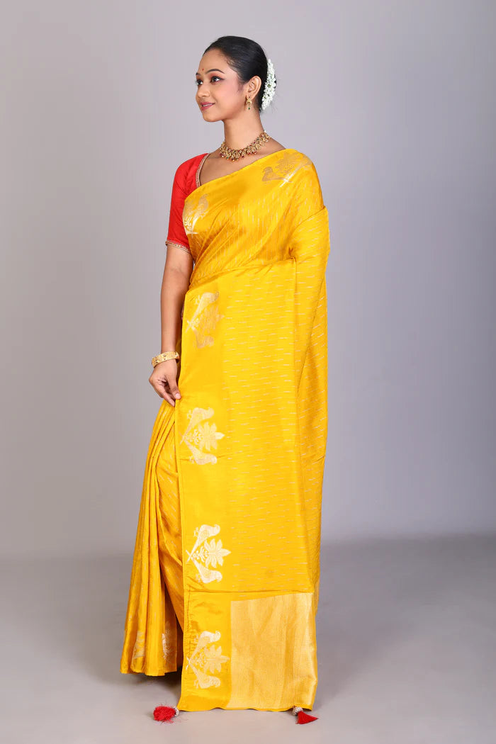Mustard Blended Khaddi Saree - Keya Seth Exclusive