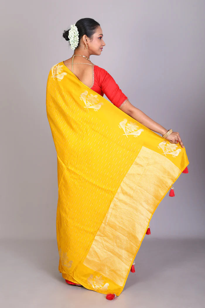 Mustard Blended Khaddi Saree - Keya Seth Exclusive