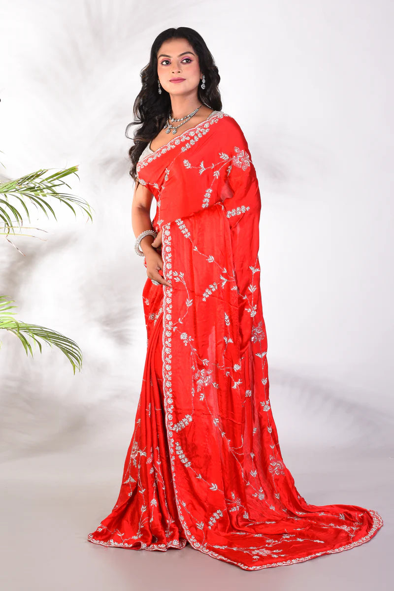 Fancy Red Jimmy Choo saree - Keya Seth Exclusive