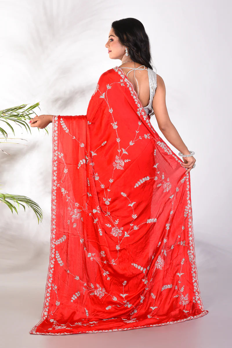Fancy Red Jimmy Choo saree - Keya Seth Exclusive