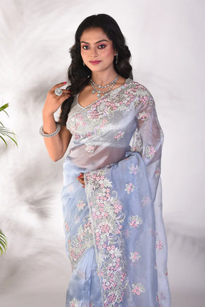 Fancy Light Blue Jimmy Choo Saree - Keya Seth Exclusive
