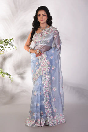 Fancy Light Blue Jimmy Choo Saree - Keya Seth Exclusive