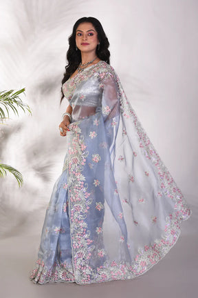 Fancy Light Blue Jimmy Choo Saree - Keya Seth Exclusive