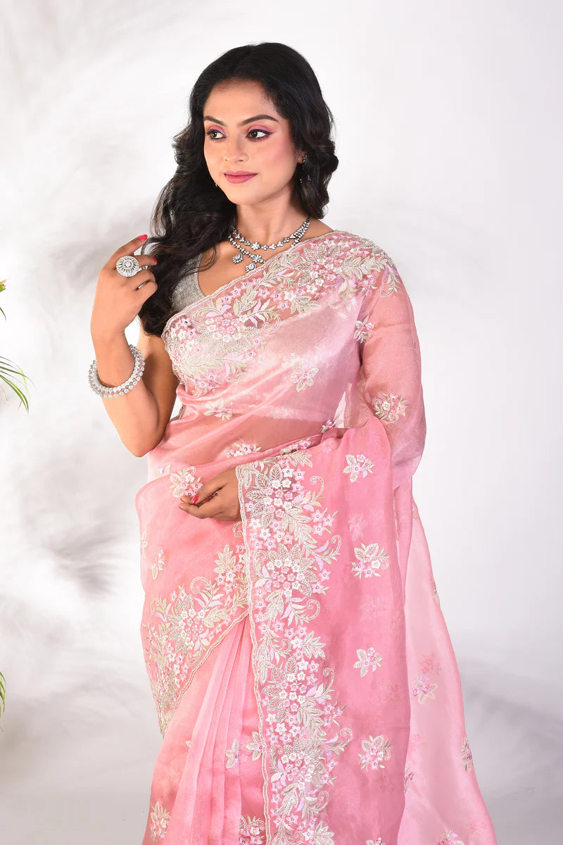 Fancy Pink Jimmy Choo Saree - Keya Seth Exclusive