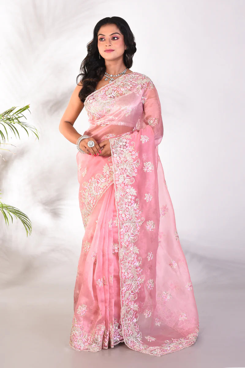Fancy Pink Jimmy Choo Saree - Keya Seth Exclusive