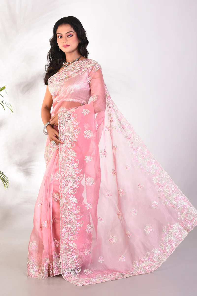 Fancy Pink Jimmy Choo Saree - Keya Seth Exclusive