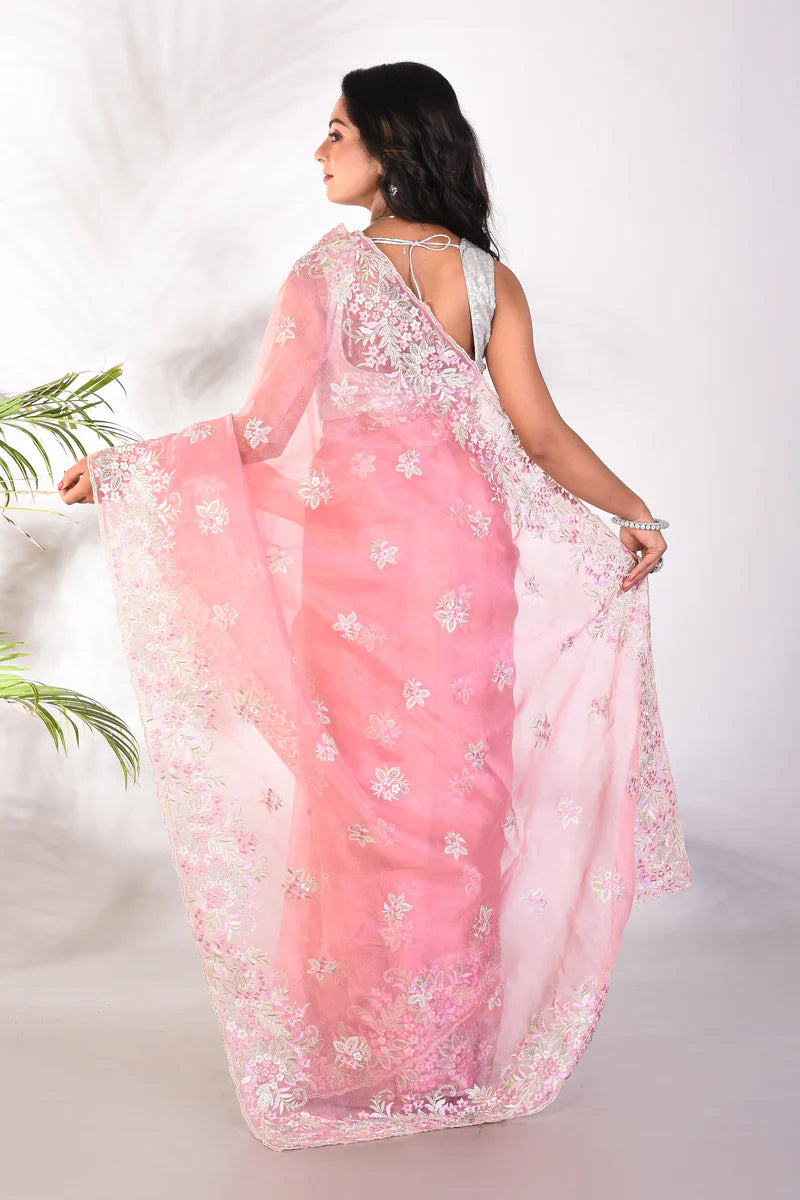 Fancy Pink Jimmy Choo Saree - Keya Seth Exclusive
