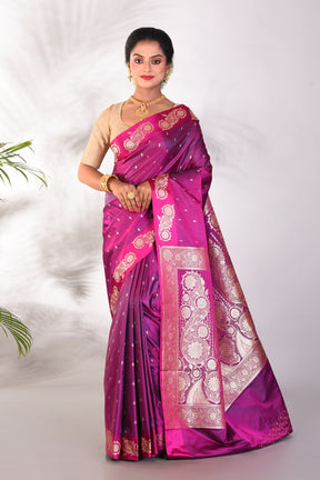 Magenta Blended Katan Saree - Keya Seth Exclusive