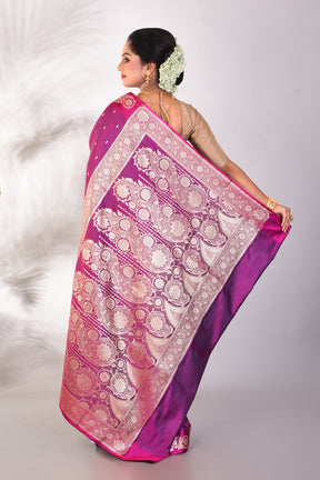 Magenta Blended Katan Saree - Keya Seth Exclusive
