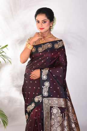 Dual Tone Brown Blended Katan Saree - Keya Seth Exclusive