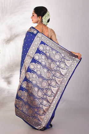 Navy Blue Blended Katan Saree - Keya Seth Exclusive