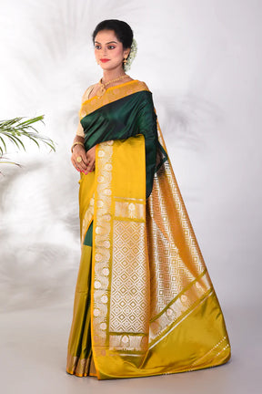 Soft Olive Green Mushroo Silk Saree - Keya Seth Exclusive