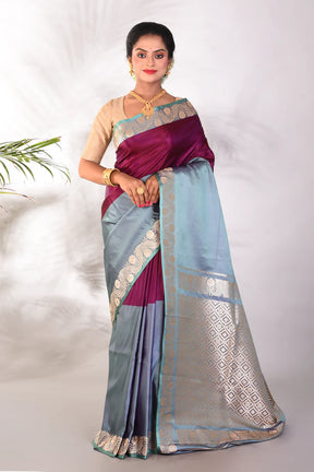 Soft Purple Grey Mushroo Silk Saree - Keya Seth Exclusive