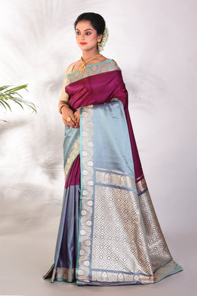 Soft Purple Grey Mushroo Silk Saree - Keya Seth Exclusive