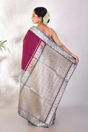 Soft Purple Grey Mushroo Silk Saree - Keya Seth Exclusive