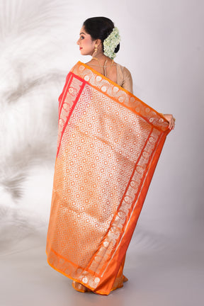 Orange and Yellow Blended Katan Saree - Keya Seth Exclusive