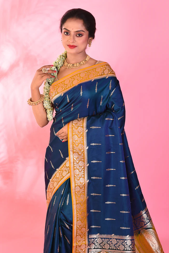 Blue Blended Katan Saree - Keya Seth Exclusive