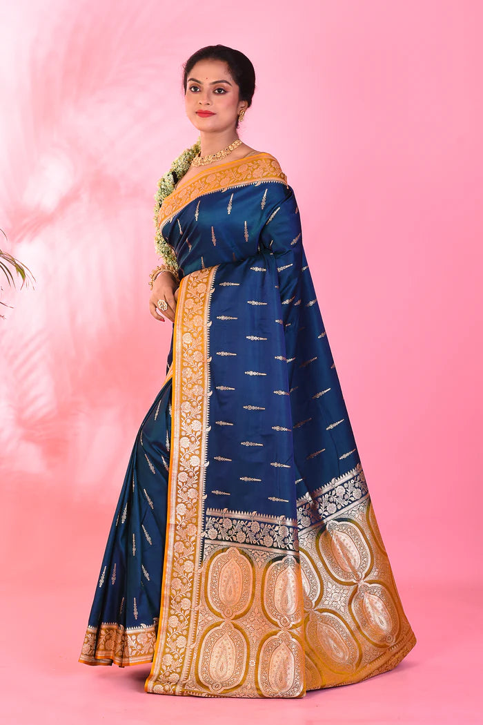 Blue Blended Katan Saree - Keya Seth Exclusive