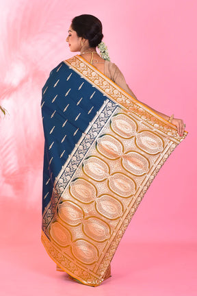 Blue Blended Katan Saree - Keya Seth Exclusive