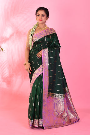 Deep Green Blended Katan Saree - Keya Seth Exclusive
