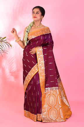 Magenta Blended Katan Saree - Keya Seth Exclusive