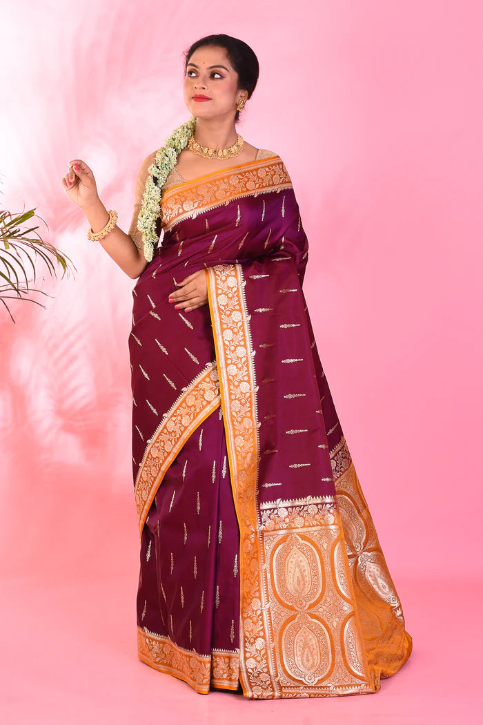 Magenta Blended Katan Saree - Keya Seth Exclusive